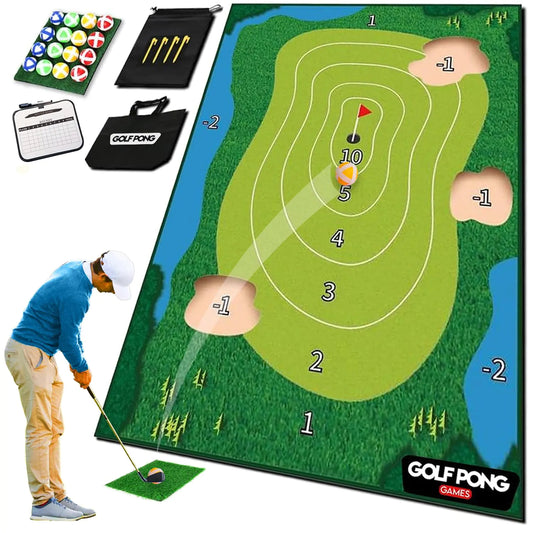 Battle Royale Golf Game with 6x4 Premium Golf Chipping Mat Sticky